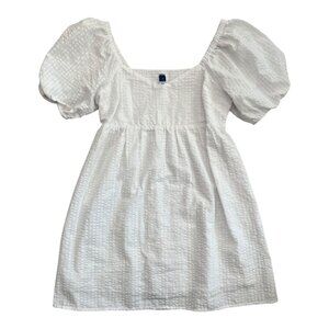 Old Navy Puff Sleeve Mini Dress White Size Medium Cottagecore Angelic Romantic‎